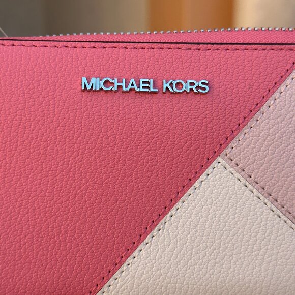 Michael Kors Jet Set Travel Large Continental Wallet Color-Block Tea Rose Multi - Picture 8 of 9